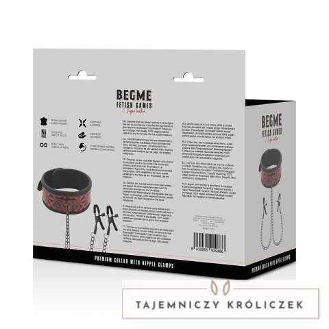 BEGME Red Edition - Kołnierz z neoprenową wyściołką i regulowanymi klipsami BEGME