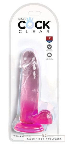 King Cock Clear 18 cm Transparentno-Rożowy Model z Przyssawką TPE King Cock