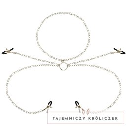 Ohmama Fetish - zestaw 4 zaciskow z łańcuchem, stal nierdzewna OHMAMA