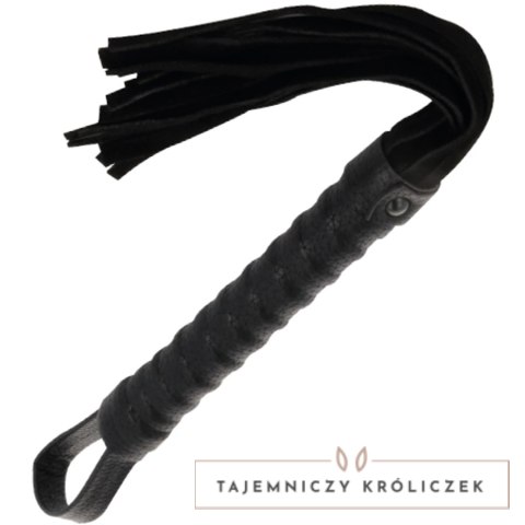 Darkness Czarny Bicz Bondage z Skorzaną Rączką - Model Premium DARKNESS