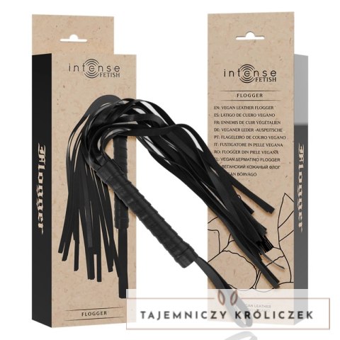 Intense Fetish Flogger Wegański Skorzany Bat z Ergonomicznym Uchwyt INTENSE