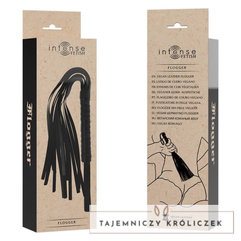 Intense Fetish Flogger Wegański Skorzany Bat z Ergonomicznym Uchwyt INTENSE