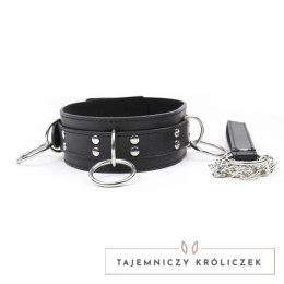 OHMAMA Fetish - Naszyjnik z 3 pierścieniami, skorzany, regulowany OHMAMA