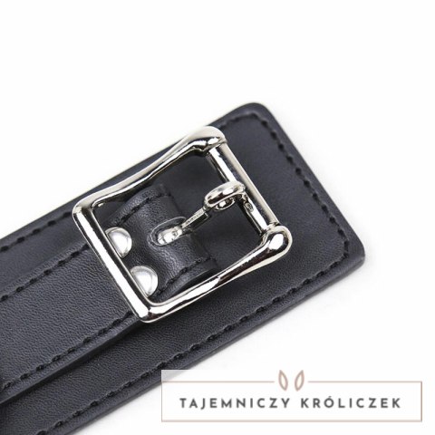 OHMAMA Fetish - Naszyjnik z 3 pierścieniami, skorzany, regulowany OHMAMA