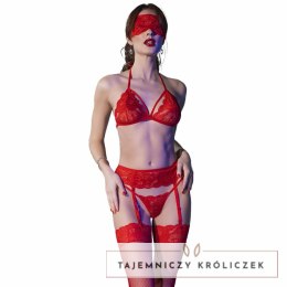 Chilirose CR 4467 komplet bielizny 4-częściowy czerwony S/M z ozdobami CHILIROSE