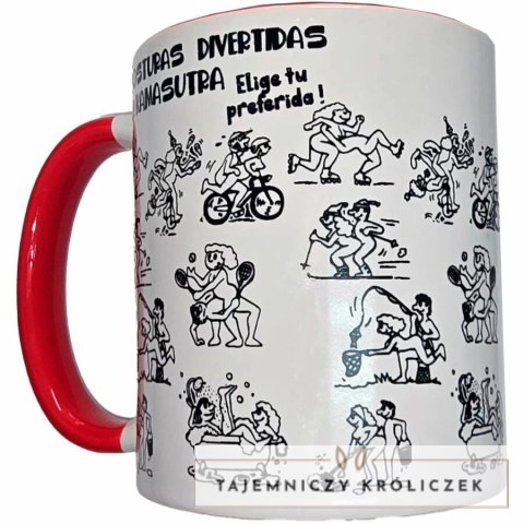 Diverty Sex Kubek ceramiczny 370ml Kamasutra biało-czerwony prezent DIABLO
