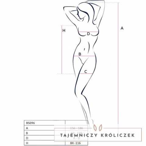 PASSION BS096 Czarny Bodystocking Jednorozmiarowy Elastyczny Design Passion
