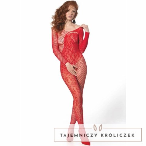 PASSION BS107 Bodystocking czerwony elastyczny jeden rozmiar Passion
