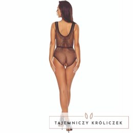 PASSION BS115 Bodystocking Czarna Kratka, elastyczna siateczka Passion