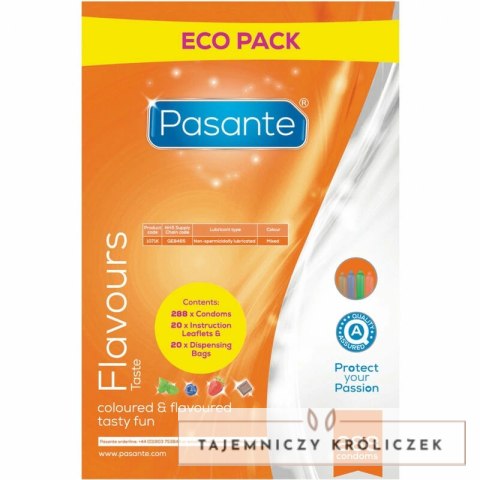 Pasante Flavours Mix zestaw prezerwatyw smakowych 288 sztuk, mix kolorow PASANTE