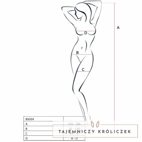 Passion BS034 Czerwone kabaretki bodystocking z haftem One Size Passion