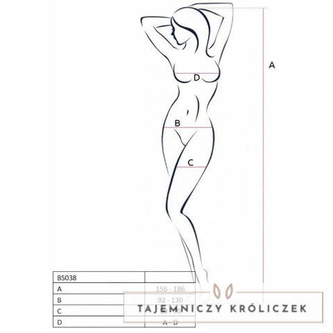 Passion BS038 Bodystocking kabaretka czerwony uniwersalny rozmiar Passion