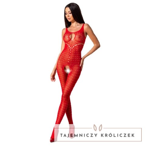 Passion BS078 Bodystocking, czerwony, koronka, uniwersalny rozmiar Passion