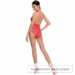 Passion BS087 Bodystocking siateczkowy z koronką czerwony One Size Passion