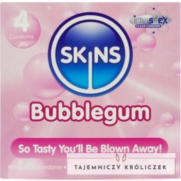 Skins Bubblegum Premium - prezerwatywy smakowe 4 sztuki, zapach gumy balonowej SKINS