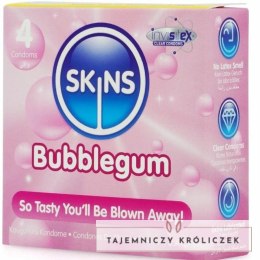 Skins Bubblegum Premium - prezerwatywy smakowe 4 sztuki, zapach gumy balonowej SKINS