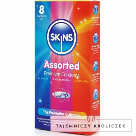 Skins Mix Pack 8 szt. - zestaw prezerwatyw premium z rożnymi teksturami SKINS