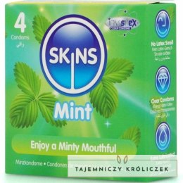 Skins Mint Premium prezerwatywy 4 szt. smak miętowy ultracienkie SKINS