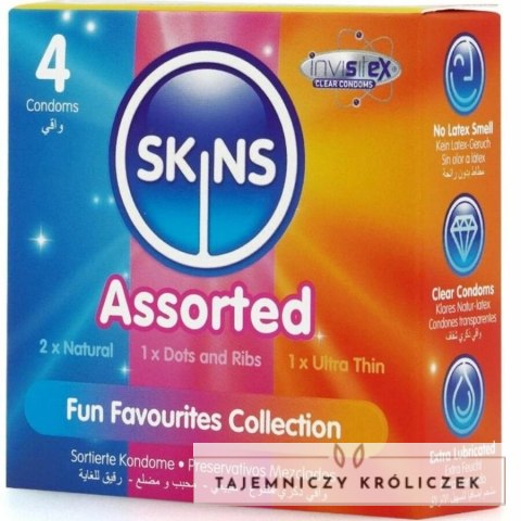 Skins Zestaw Prezerwatyw Premium Mix 4 szt. - rożne tekstury i warianty SKINS