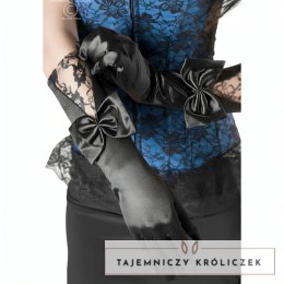 Chilirose CR 3252 Eleganckie Rękawiczki Satynowe z Koronką Czarne CHILIROSE