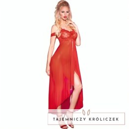Chilirose CR 3716 długa babydoll czerwona S/M elegancka koronka CHILIROSE