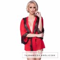 Chilirose CR 4113 Szlafrok z Koronką Czerwony L/XL Tulle Kimono CHILIROSE