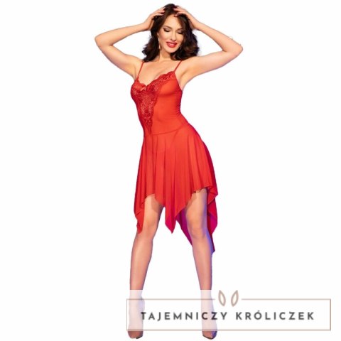 Chilirose CR 4847 Babydoll czerwona S/M siateczka koronka CHILIROSE