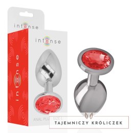Intense Korek Metalowy Anatomiczny z Czerwonym Kryształem L 9cm INTENSE