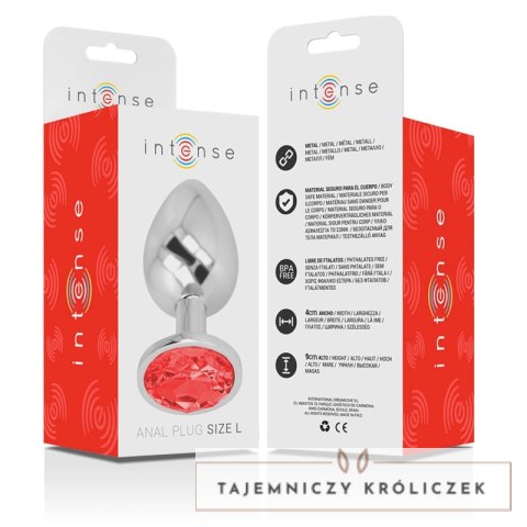 Intense Korek Metalowy Anatomiczny z Czerwonym Kryształem L 9cm INTENSE