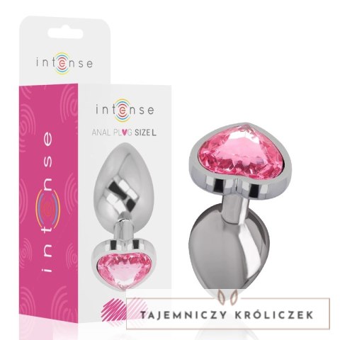Intense Metalowy Korek Anatomiczny L Rożowe Serce 9cm x 4cm INTENSE