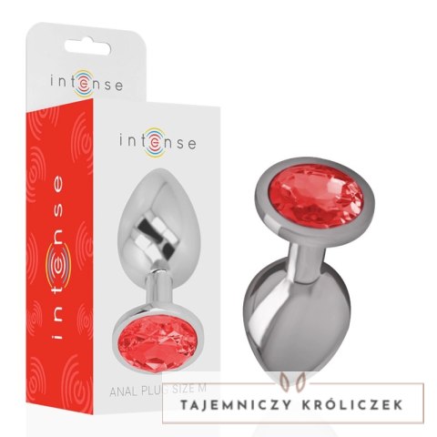 Intense Metalowy Korek z Czerwonym Kryształem Rozmiar M 8cm 3,3cm INTENSE