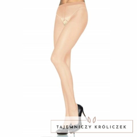 Leg Avenue Figi Nylonowe Beżowe z Otworem Regulowany Rozmiar LEG AVENUE