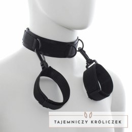 OHMAMA Fetish - Zestaw nylonowy: kołnierz i kajdanki, regulowany OHMAMA