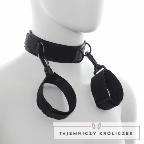 OHMAMA Fetish - Zestaw nylonowy: kołnierz i kajdanki, regulowany OHMAMA
