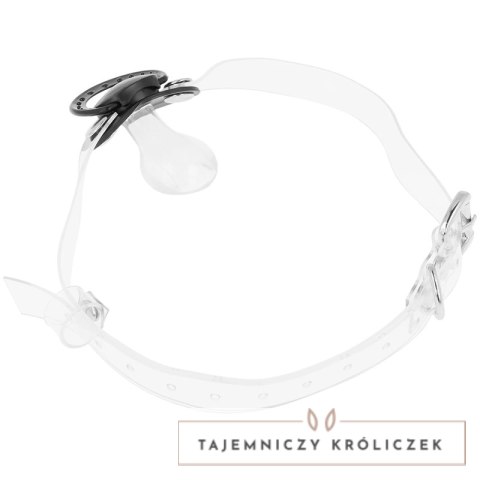 OHMAMA Fetish - przezroczysty smoczek knebel z regulacją 65,5 cm OHMAMA