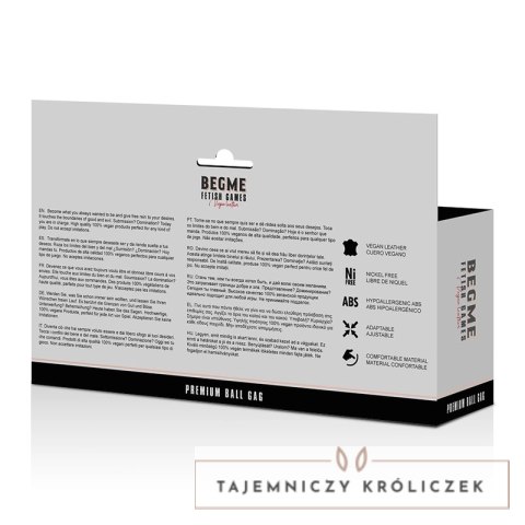 BEGME Black Edition pas z kulą oddychającą, skora wegańska, regulacja BEGME