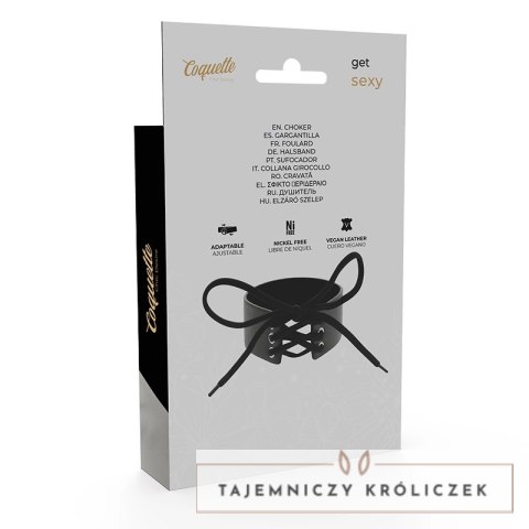 Coquette Chic Desire Choker z wegańskiej skory, regulowany, czarny COQUETTE