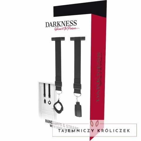 DARKNESS Kajdanki na drzwi z regulacją - wytrzymały neopren, czarne DARKNESS