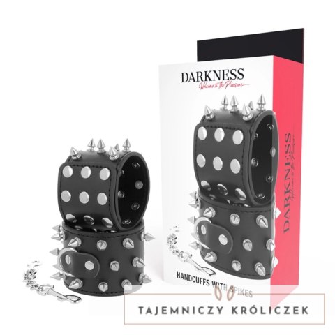 Darkness Kajdanki Skorzane Czarne z Ćwiekami Regulowane Uniwersalne DARKNESS