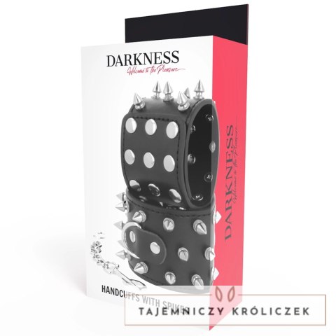 Darkness Kajdanki Skorzane Czarne z Ćwiekami Regulowane Uniwersalne DARKNESS