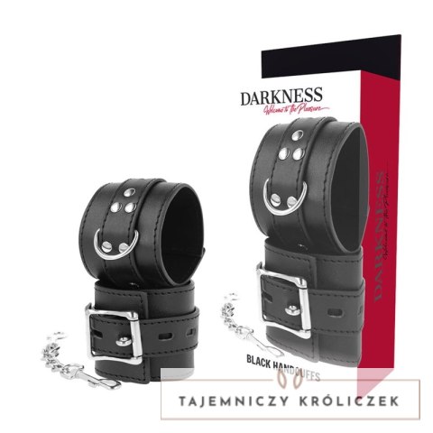 Darkness Kajdanki Skorzane Czarny Model Regulowany Metalowe Zapięcia DARKNESS