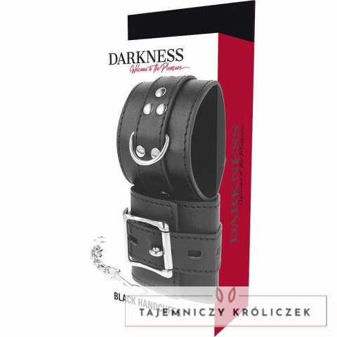 Darkness Kajdanki Skorzane Czarny Model Regulowany Metalowe Zapięcia DARKNESS