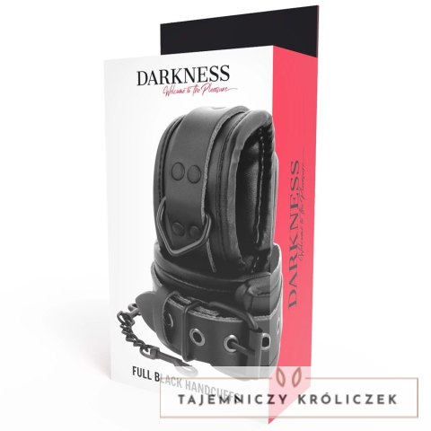 Darkness skorzane kajdanki regulowane czarne na ręce i kostki DARKNESS