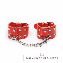 OHMAMA Fetish - Regulowane kajdanki z metalowym łańcuchem, czerwone OHMAMA