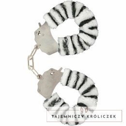 ToyJoy Furry Fun mankietki z łańcuszkiem zebra pluszowe TOYJOY