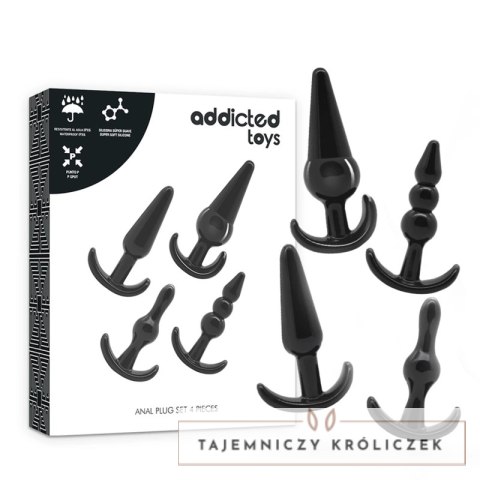 Addicted Toys Zestaw 4 anatomicznych korkow analnych, rożne rozmiary ADDICTED