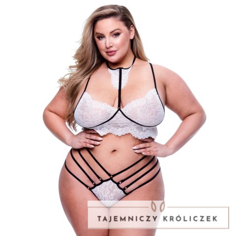 Baci Queen 2-częściowy biały zestaw koronkowy z paseczkami Plus Size Baci Lingerie