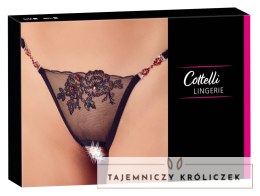 Cottelli Collection Stringi Mesh z Haftem, rozmiar M/L, czarne Cottelli