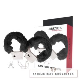 Darkness Kajdanki Metalowe Wyściełane Czarną Powłoką z Łańcuszkiem DARKNESS