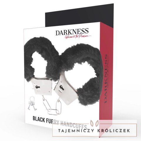 Darkness Kajdanki Metalowe Wyściełane Czarną Powłoką z Łańcuszkiem DARKNESS